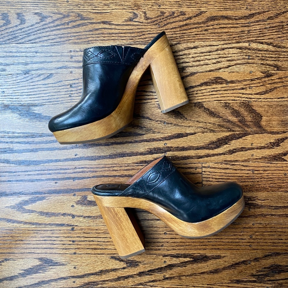 Frye Wood Heel Clogs